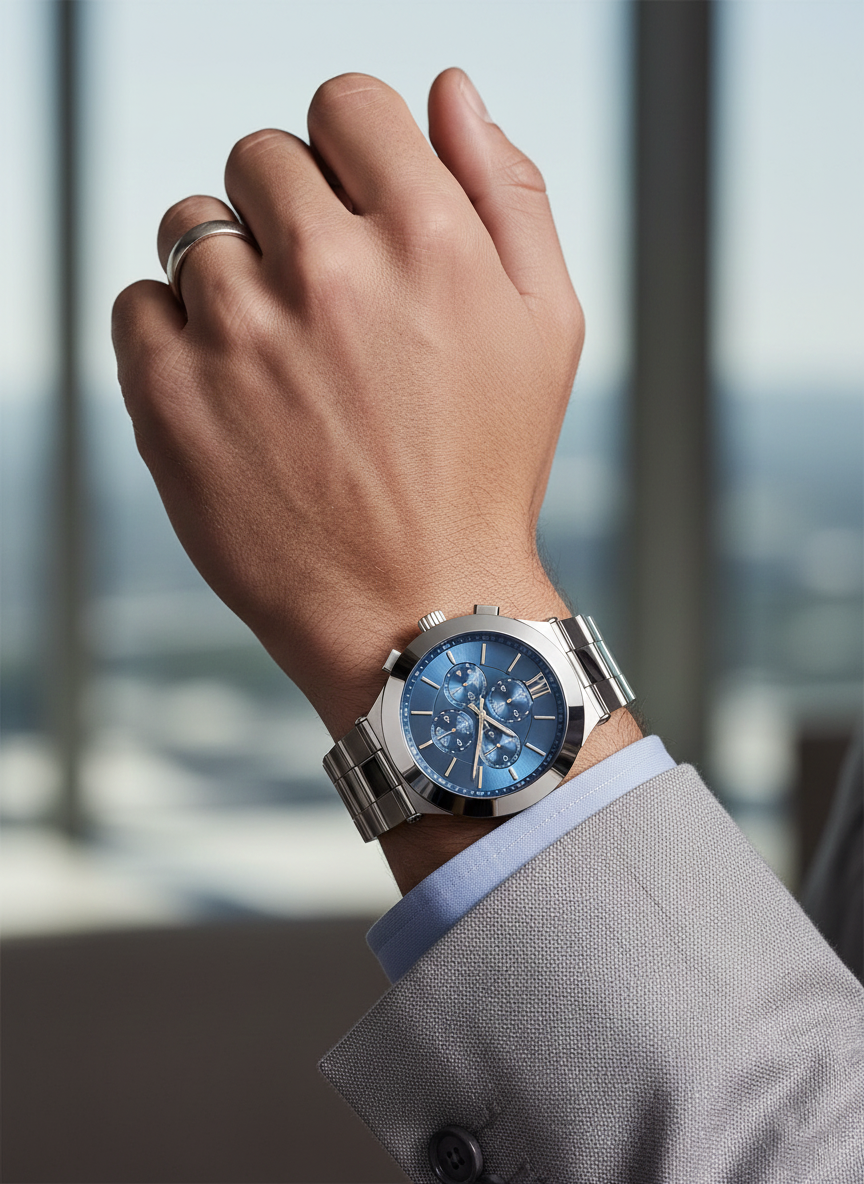 Michael Kors MK9222 Men’s Blue Dial Silver Stainless Steel Billie Chronograph Watch