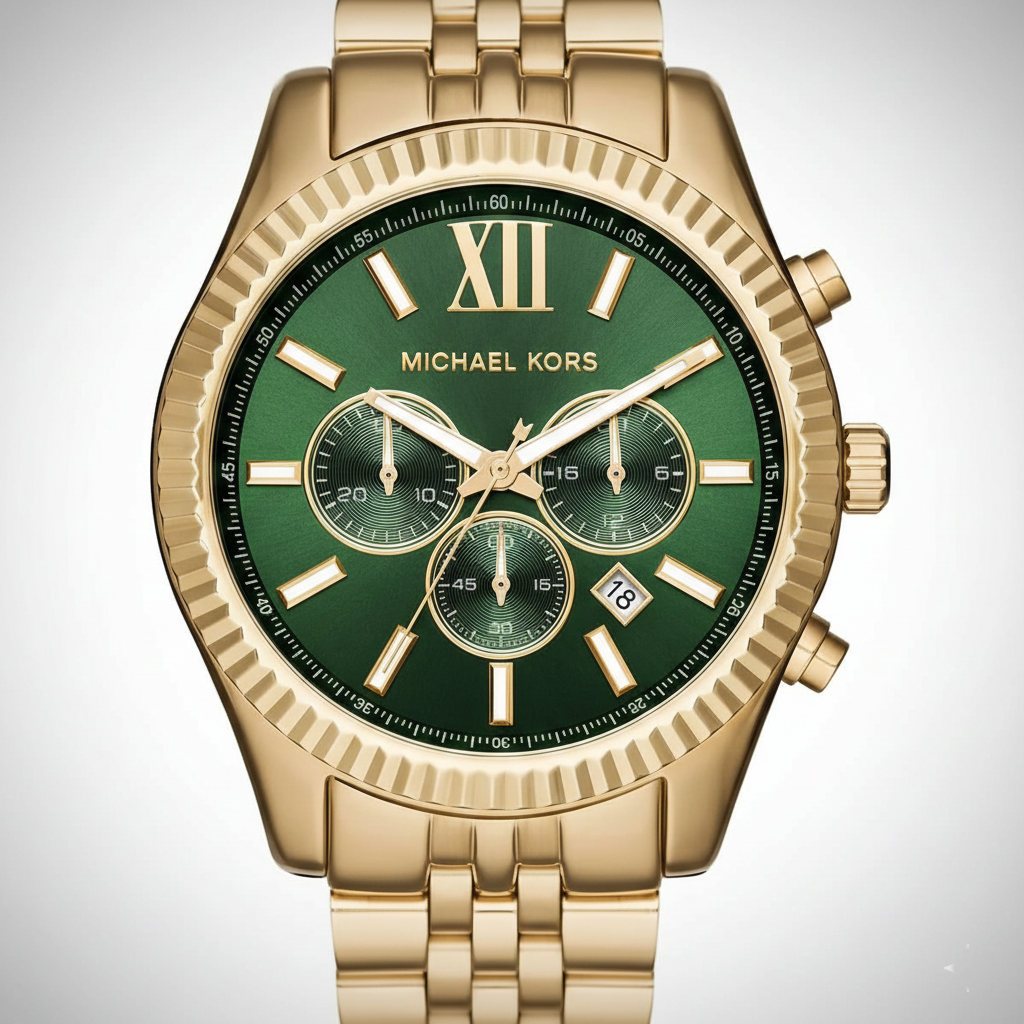 Michael Kors MK8446 Men’s Green Dial Gold Stainless Steel Lexington Chronograph Watch