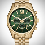 Michael Kors MK8446 Men’s Green Dial Gold Stainless Steel Lexington Chronograph Watch