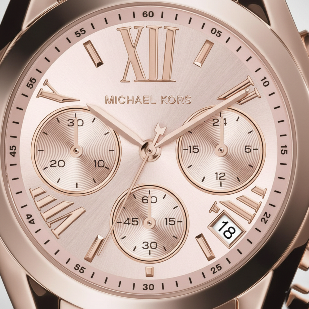 ساعة مايكل كورس MK6066 برادشو كرونوغراف نسائية بلون ذهبي وردي ومصنوعة من الستانلس ستيل باللون الذهبي الوردي