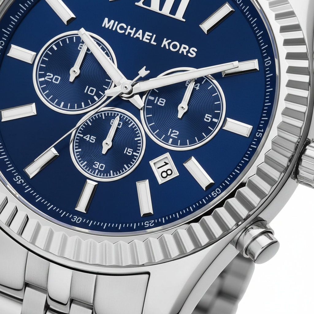 Michael Kors MK8280 Men’s Blue Dial Silver Stainless Steel Lexington Chronograph Watch