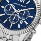 Michael Kors MK8280 Men’s Blue Dial Silver Stainless Steel Lexington Chronograph Watch