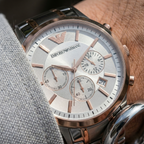 Emporio Armani Renato AR11076 Two-Tone Silver Dial Watch