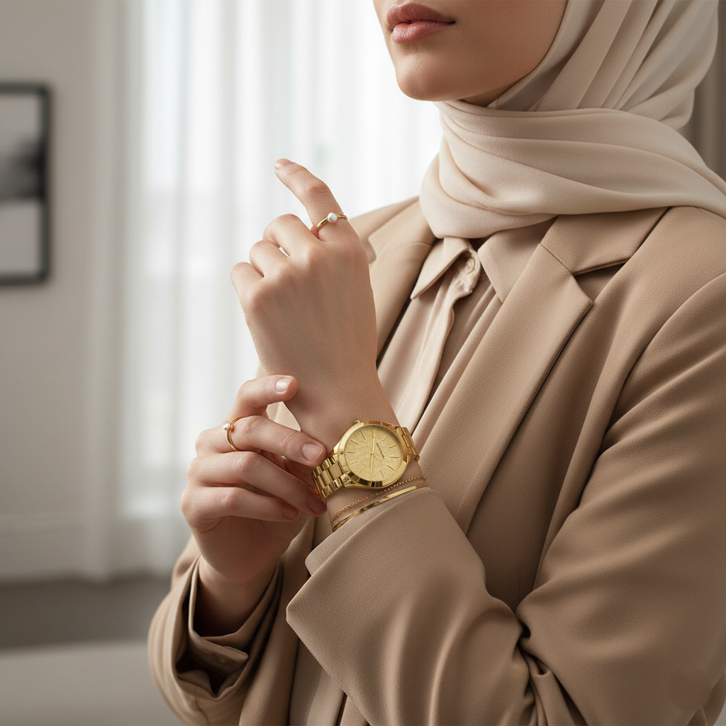 ساعة مايكل كورس MK3335 رنواي سليم ذهبية من الستانلس ستيل للنساء