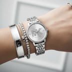 Michael Kors MK4370 Women’s Silver Dial Silver Stainless Steel Crystal MK Logo Watch