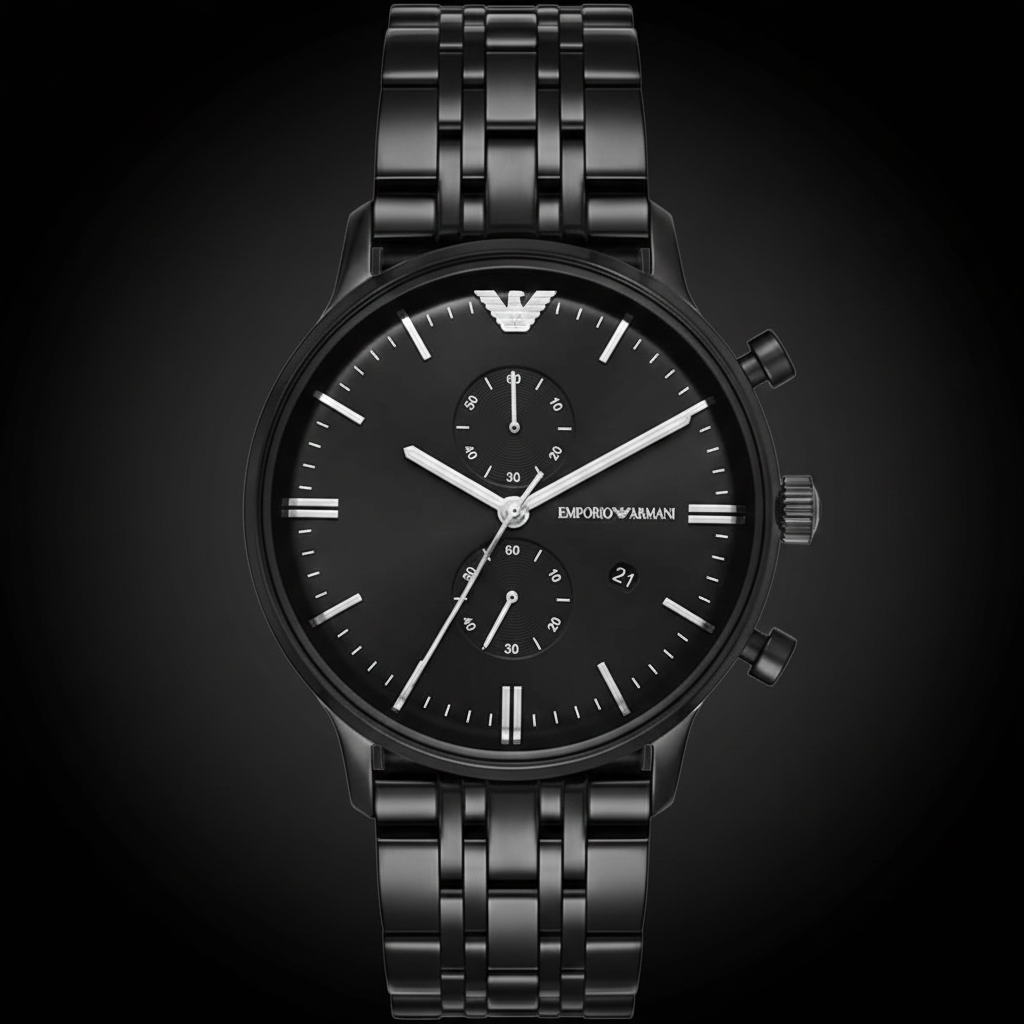 Emporio Armani AR1934 Men’s Black Dial Black Stainless Steel Chronograph Watch