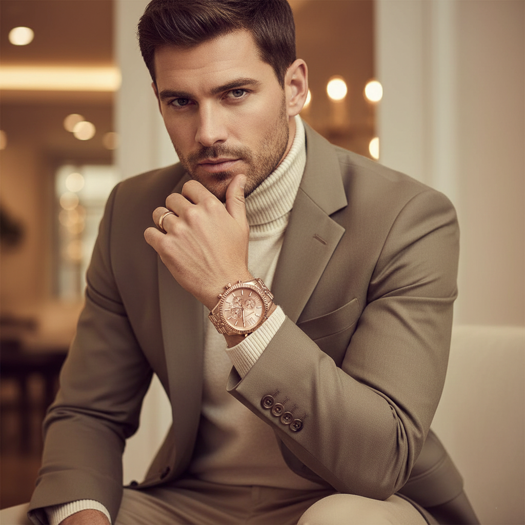 Michael Kors MK8319 Men’s Rose Gold Dial Rose Gold Stainless Steel Lexington Chronograph Watch