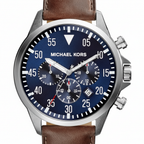 Michael Kors MK8362 Men’s Blue Dial Brown Leather Strap Gage Chronograph Watch