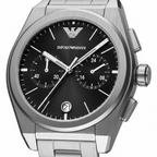 Emporio Armani AR11560 Men’s Black Dial Silver Stainless Steel Federico Chronograph Watch