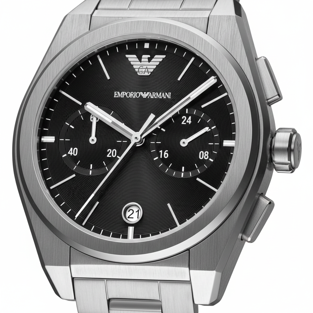 Emporio Armani AR11560 Men’s Black Dial Silver Stainless Steel Federico Chronograph Watch
