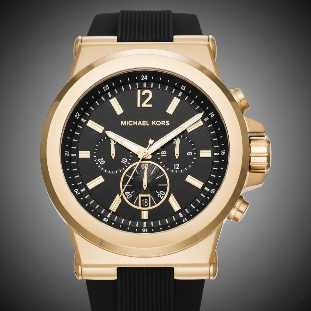 Michael Kors MK8445 Men’s Black Dial Black Rubber Strap Chronograph Watch