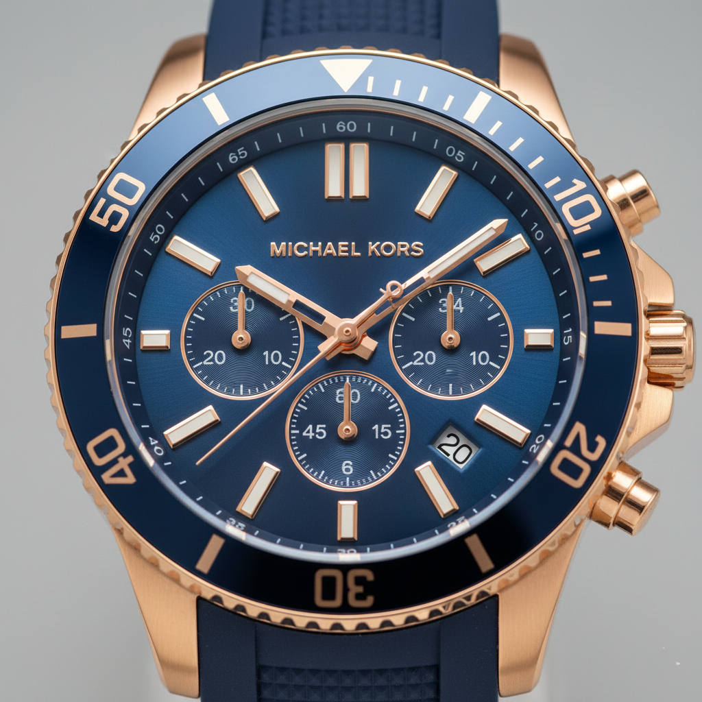 Michael Kors MK7163 Men’s Blue Dial Navy Silicone Strap Chronograph Watch