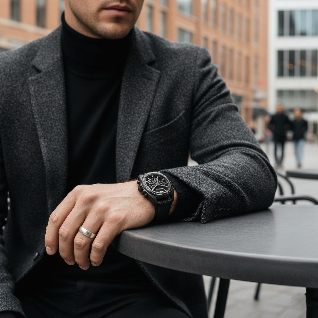 Emporio Armani AR6131 Men’s Black Dial Black Fabric Strap Sigma Chronograph Watch