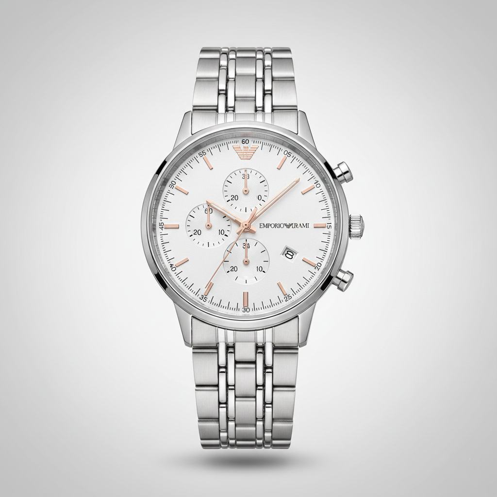 Emporio Armani AR1933 Men’s Silver Dial Silver Stainless Steel Chronograph Watch