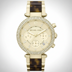 Michael Kors MK5688 Parker Women’s Gold Chronograph Tortoiseshell Crystal Watch