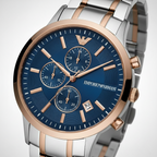 Emporio Armani AR80025 Men’s Blue Dial Two-Tone Stainless Steel Renato Chronograph Watch