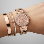 Michael Kors MK5865 Women’s Rose Gold Dial Rose Gold Stainless Steel Crystal MK Logo Watch