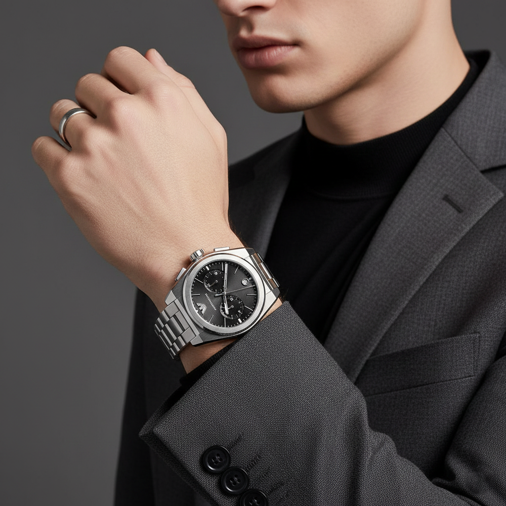Emporio Armani AR11560 Men’s Black Dial Silver Stainless Steel Federico Chronograph Watch