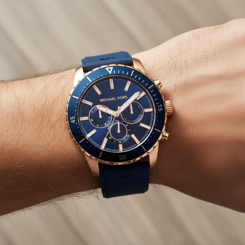 Michael Kors MK7163 Men’s Blue Dial Navy Silicone Strap Chronograph Watch