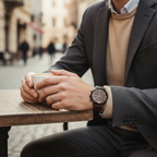 ساعة إمبوريو أرماني AR1932 للرجال كرونوغراف بقرص رمادي وسوار من الجلد البني
