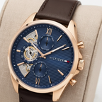 Tommy Hilfiger Men’s Baker Watch – Model 1710645 – Blue Dial & Brown Leather Strap