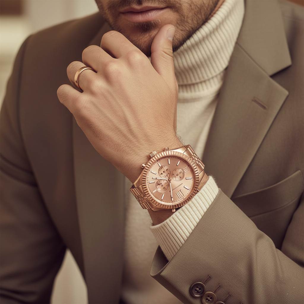 Michael Kors MK8319 Men’s Rose Gold Dial Rose Gold Stainless Steel Lexington Chronograph Watch