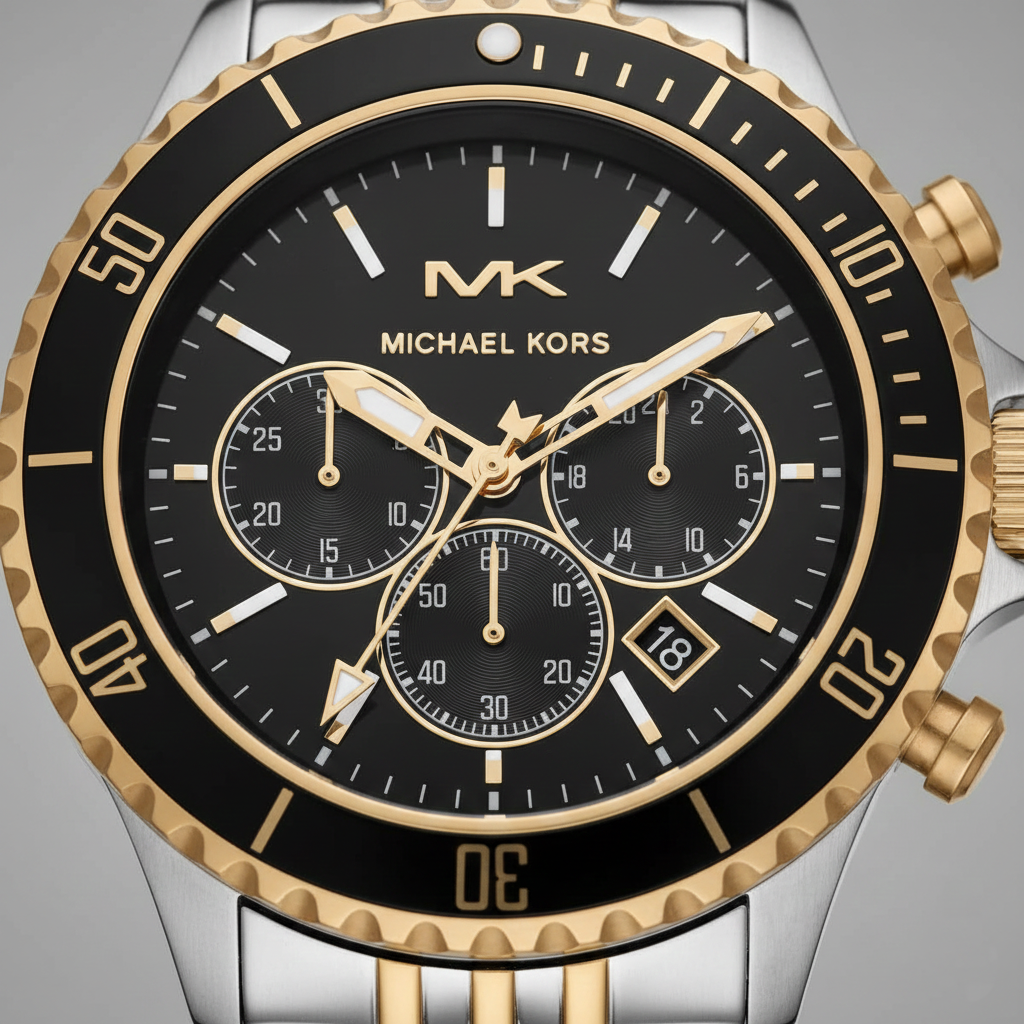 Michael Kors MK8872 Men’s Black Dial Two-Tone Stainless Steel Chronograph Watch