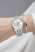 Michael Kors MK7542 Women’s Silver Dial Silver Stainless Steel Crystal Logo Watch