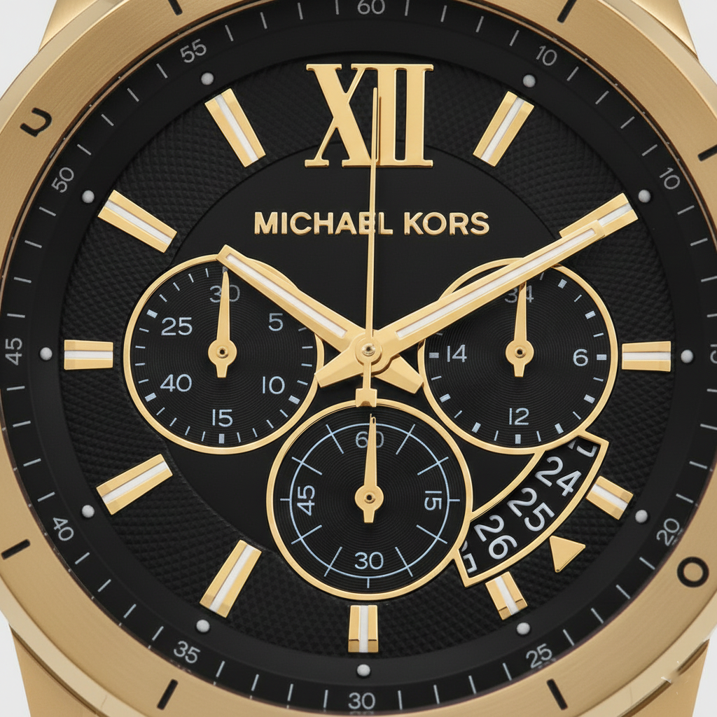Michael Kors MK8867 Men’s Black Dial Gold Stainless Steel Brecken Chronograph Watch