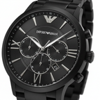 Emporio Armani AR11349 Men’s Black Dial Black Stainless Steel Giovanni Chronograph Watch