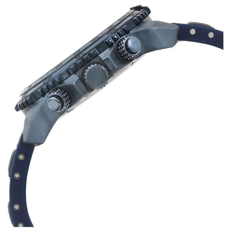 Guess Rig GW0051G4 Silver Tone Case Blue Rubber Strap Watch