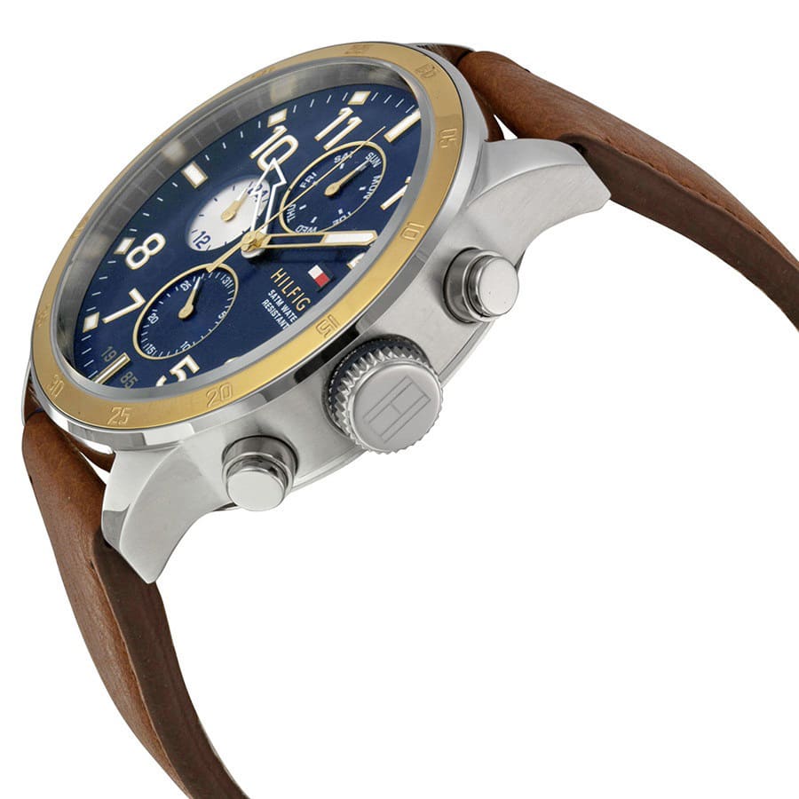 Tommy Hilfiger Trent 1791137 Two-Tone Case Blue Dial Brown Leather Men's Watch