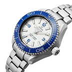 Omega Planet Ocean 6000M Co Axial Master Chronometer White Dial Silver Steel Strap Watch for Men Automatic size 43.5mm