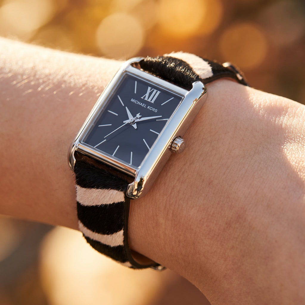 Michael Kors Emery MKo1147 Black Dial Zebra Print Leather Strap Women's Watch