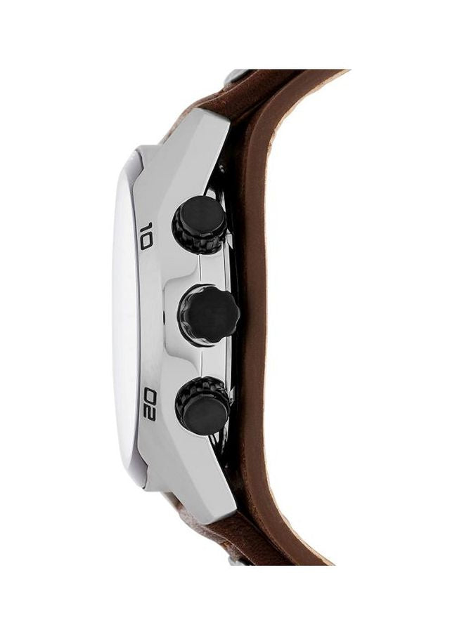 ساعة يد كرونوغراف فوسيل كوتشمان للرجال CH2890 – قرص أبيض مع حزام من الجلد البني