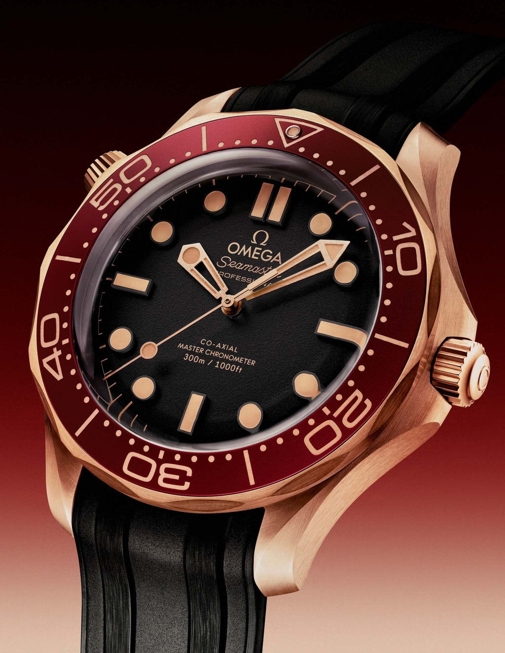 Omega Seamaster Diver 300M 42 mm, Bronze gold on rubber strap