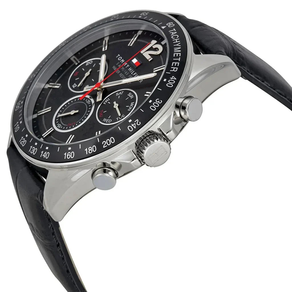 Original Tommy Hilfiger Luke Men's Watch - Silver Case & Black Leather (1791117)