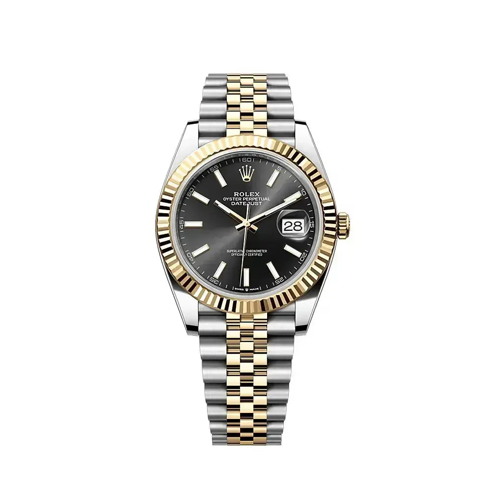 Rolex Datejust 41mm Black Dial Half Gold Jubilee Bracelet