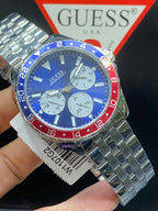Guess Odyssey W1107G2 Men's Pepsi Bezel Silver Steel Watch