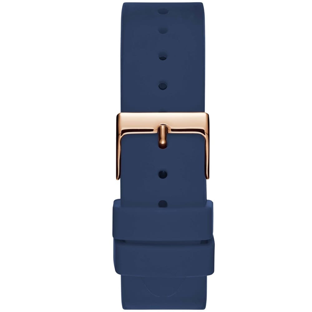 Guess Solar Multi-Function W1135L3 Gold Case Crystal Bezel Royal Blue Rubber Women's Watch