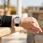 Guess Sunrise Multi-Function W1135L5 Silver Case Crystal Bezel Silver Dial Black Rubber Women's Watch