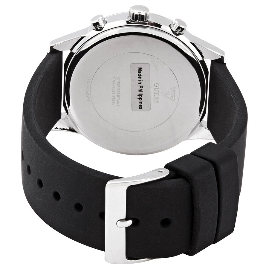 Guess Sunrise Multi-Function W1135L5 Silver Case Crystal Bezel Silver Dial Black Rubber Women's Watch