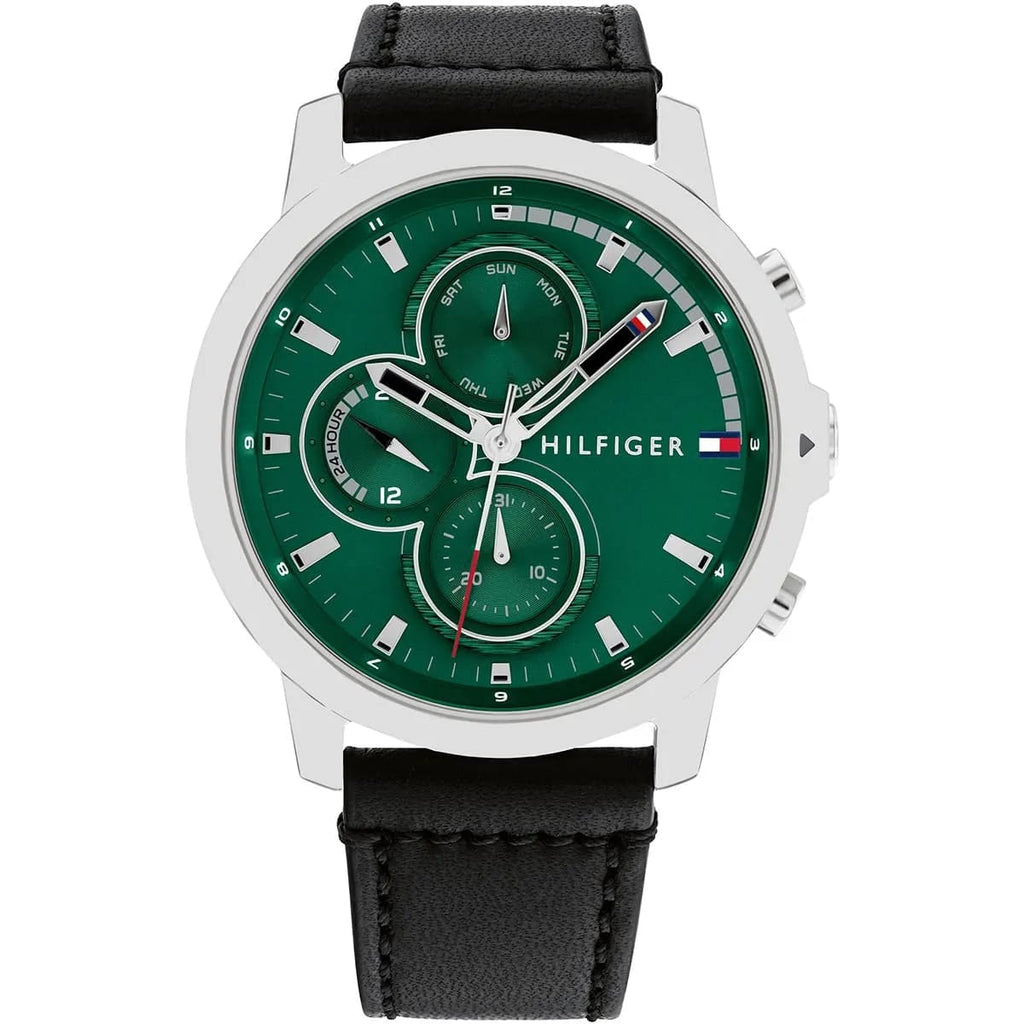 Tommy Hilfiger 1792151 Men’s Multi-Function Watch – Green Dial & Black Leather Strap