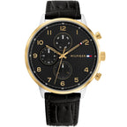 Tommy Hilfiger Leonard 1791986 Men’s Multi-Function Black Leather Watch