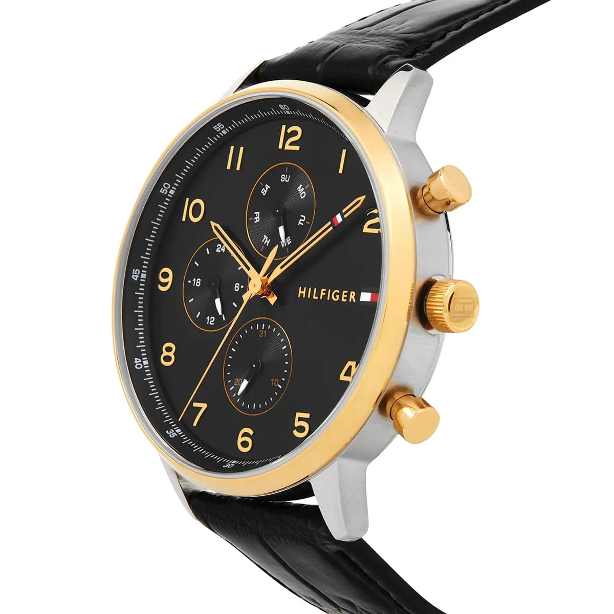 Tommy Hilfiger Leonard 1791986 Men’s Multi-Function Black Leather Watch
