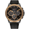 Tommy Hilfiger Harley 1791893 Men’s Black Dial Black Leather Multi-Function Watch