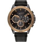 Tommy Hilfiger Harley 1791893 Men’s Black Dial Black Leather Multi-Function Watch