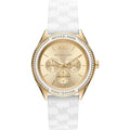 Michael Kors Jessa MK7267 Women’s Gold Dial White Leather Multi-Function Watch