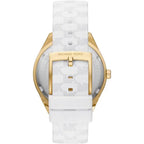 Michael Kors Jessa MK7267 Women’s Gold Dial White Leather Multi-Function Watch