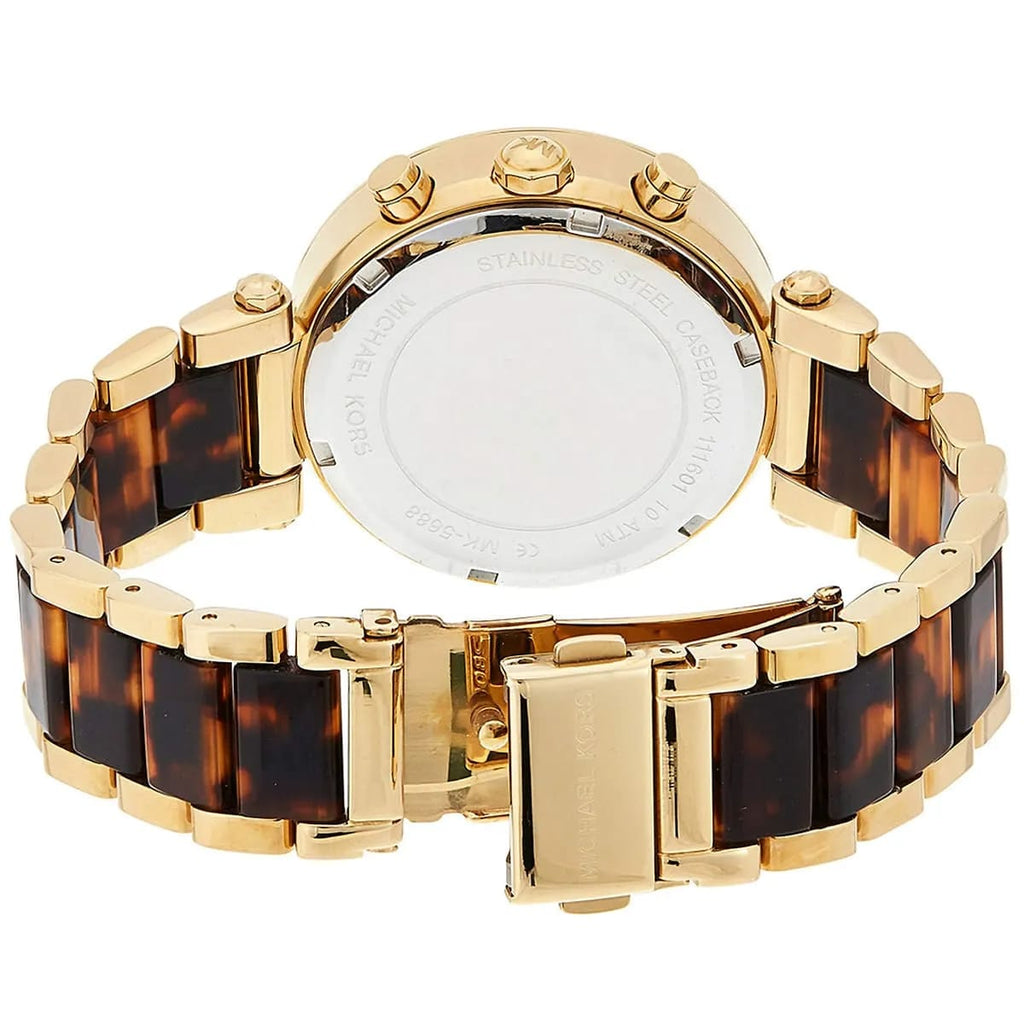 Michael Kors MK5688 Parker Women’s Gold Chronograph Tortoiseshell Crystal Watch